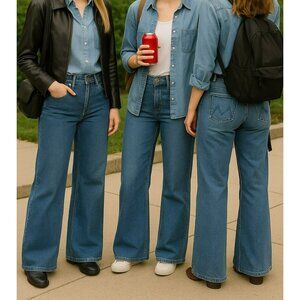 7 For All Mankind  Relaxed WIDE LEG  Jeans Womens 29 Medium Wash Denim 100% Cott